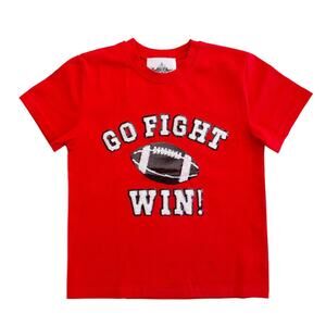 Belle Cher Go, Fight, Win Red And Black Sequin Adult Shirt NWT size‎ small